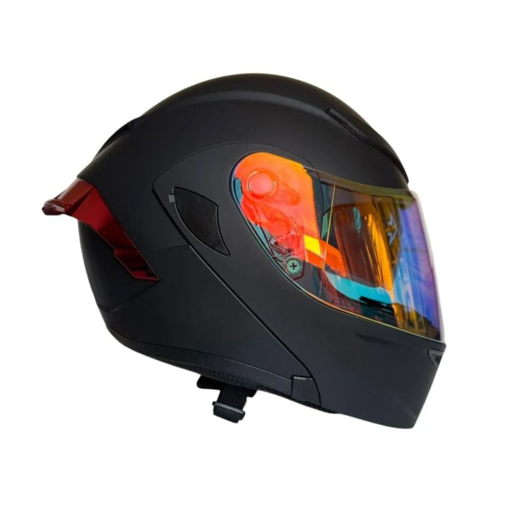 CASCO PARA MOTO XTREME NEGRO VISOR ROJO DIA Y NOCHE TALLA L
