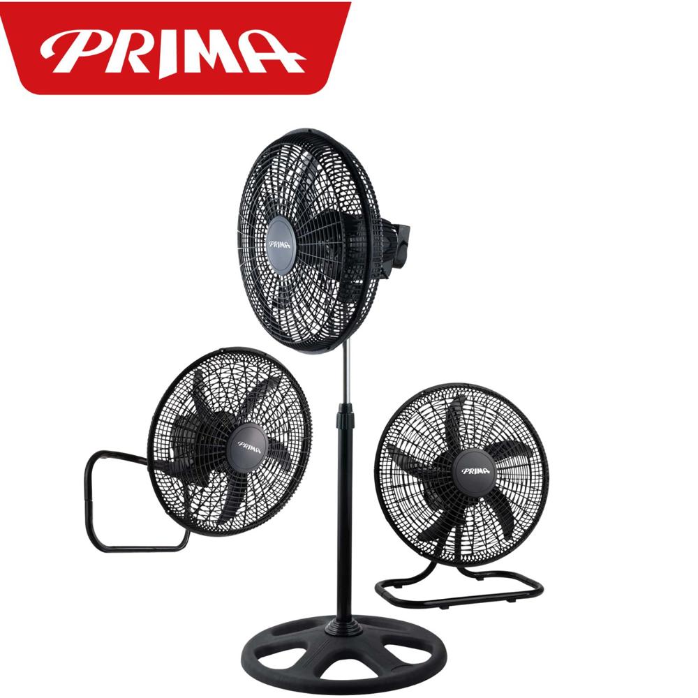Ventilador Prima 1806P 18 Pulgadas 70W Pedestal Piso y Pared Negro