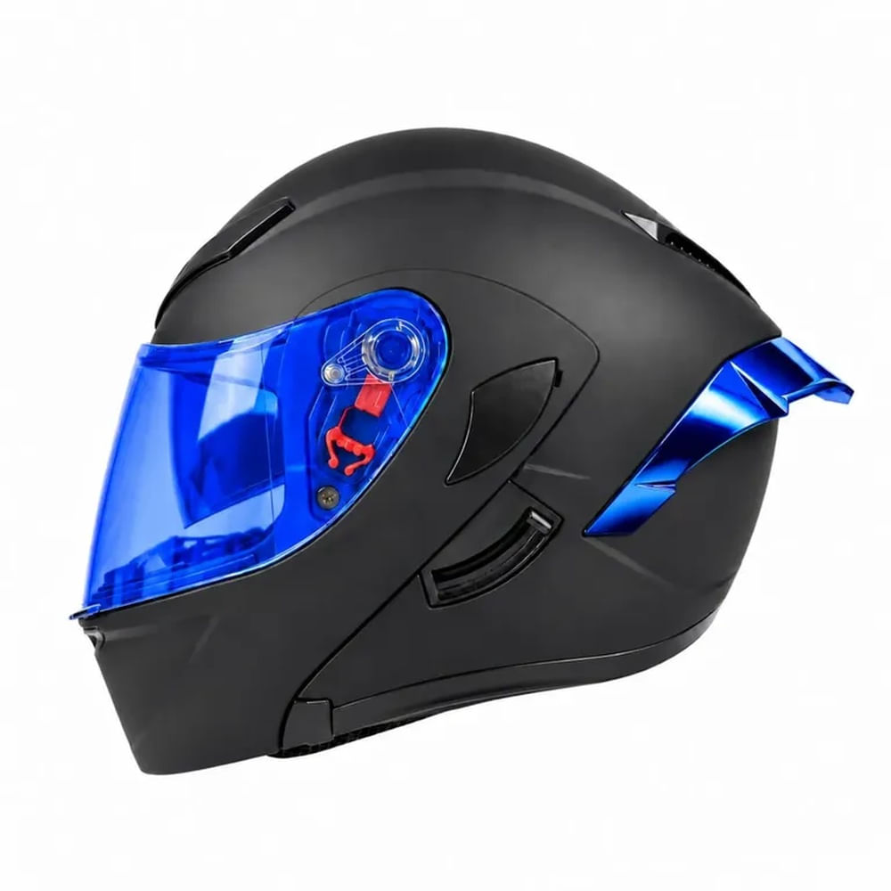 CASCO DE MOTO XTREME NEGRO VISOR AZUL DIA Y NOCHE XL