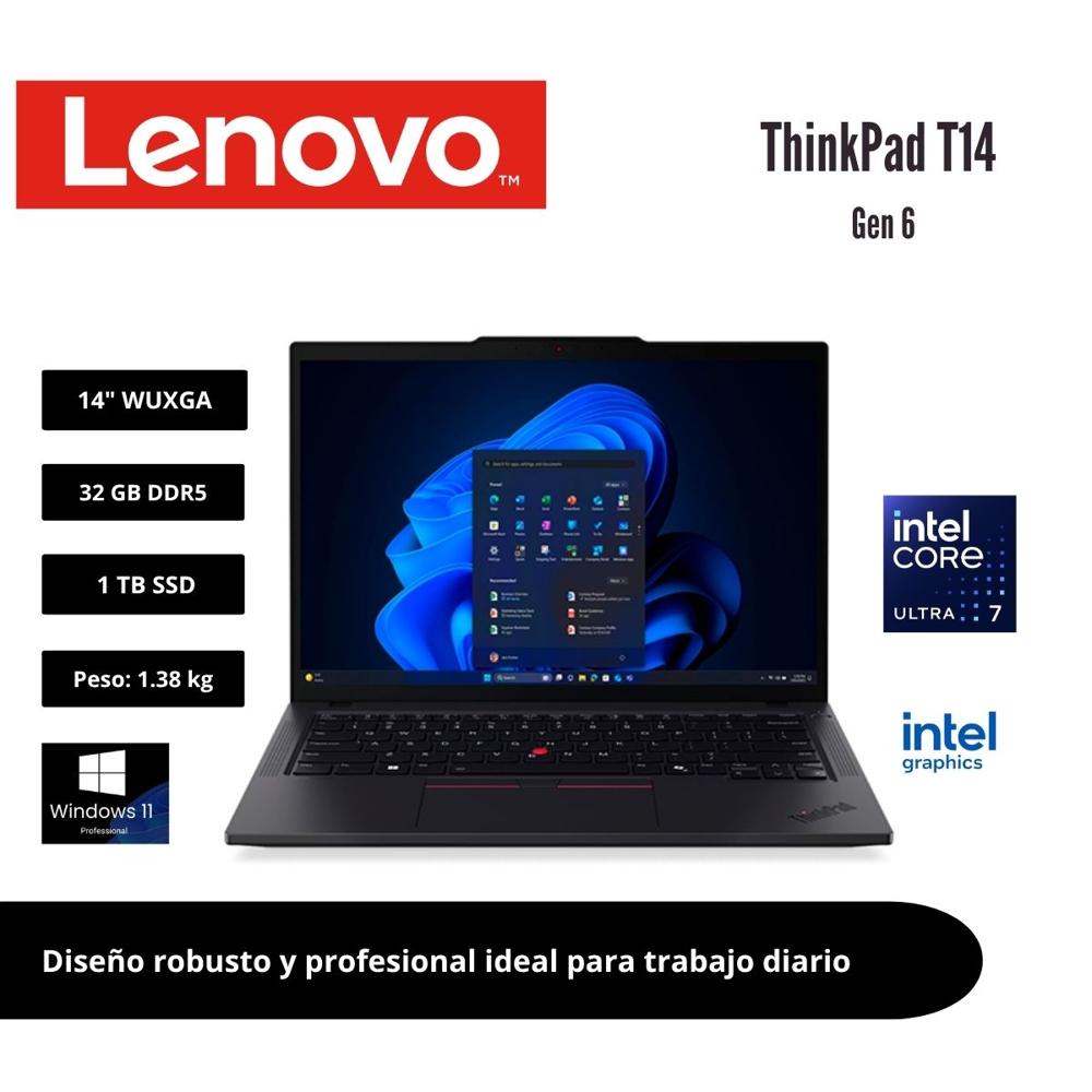 LENOVO THINKPAD T14 GEN 6 14 WUXGA IPS INTEL CORE ULTRA 7 255U 32GB 1TB W11