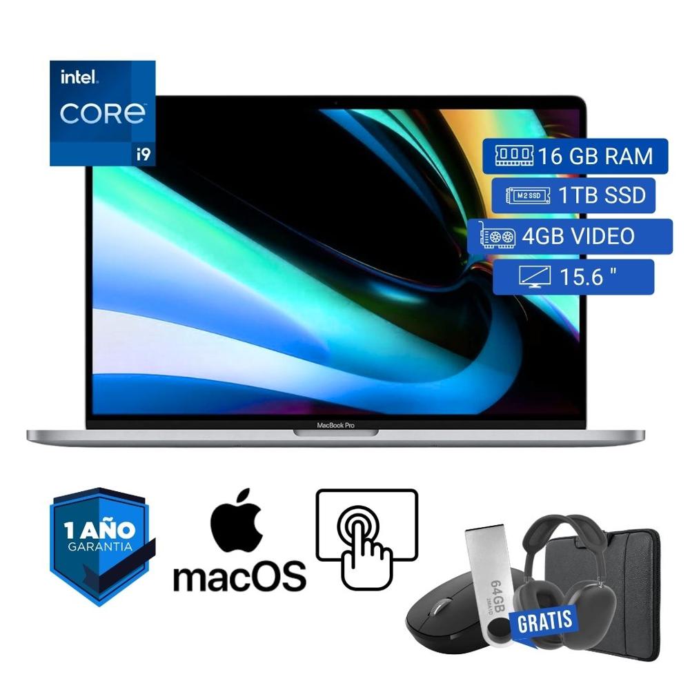 Laptop semi nueva Apple MacBook Pro A2141 Core i9 9na Gen 16GB RAM 1TB SSD 4GB Video 16pul.- Combo