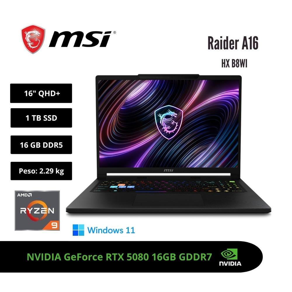 MSI RAIDER A16 HX 16 QHD 240HZ AMD RYZEN 9 8940HX 16GB RTX 5080 1TB W11