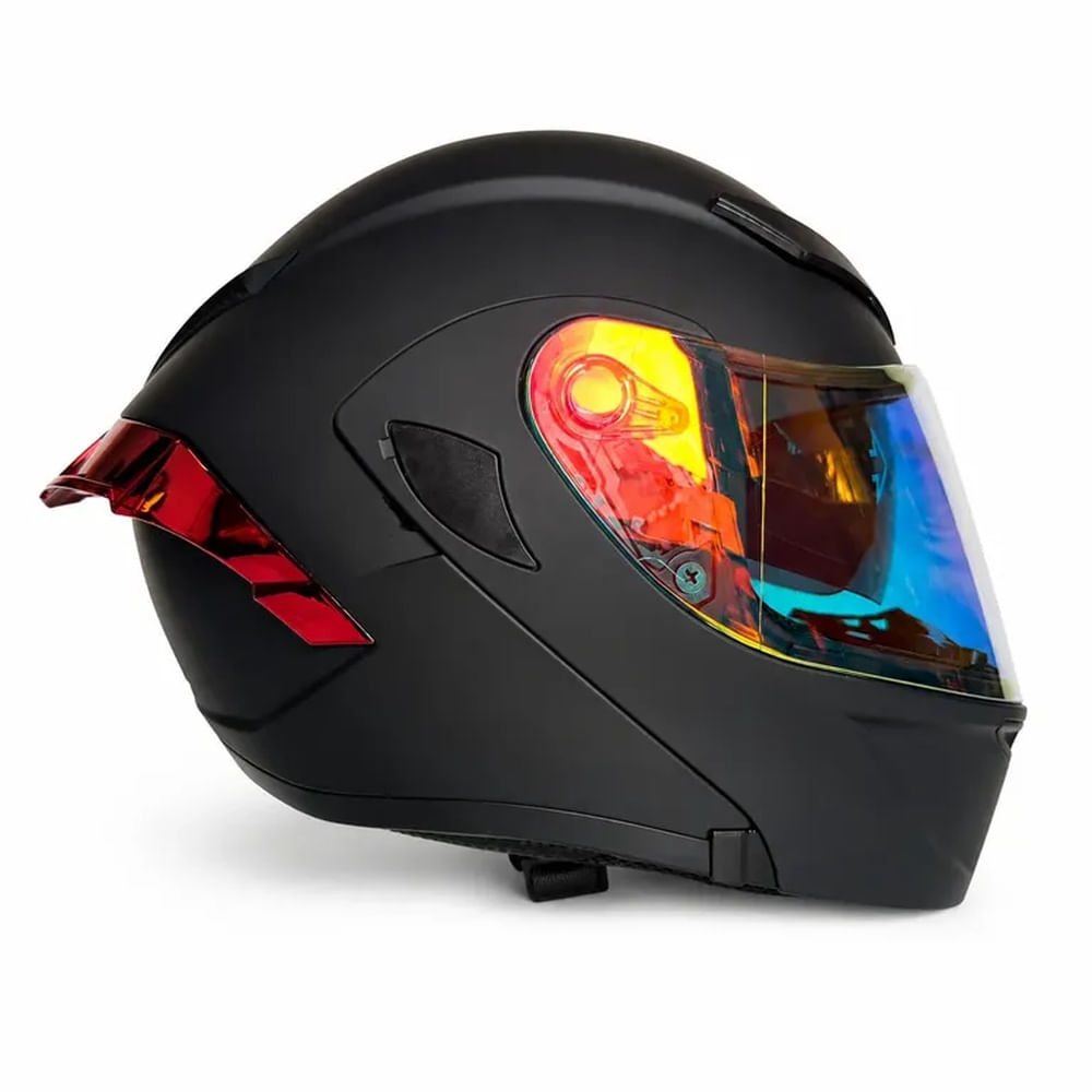 CASCO PARA MOTO XTREME JH902 NEGRO VISOR ROJO DIA Y NOCHE L