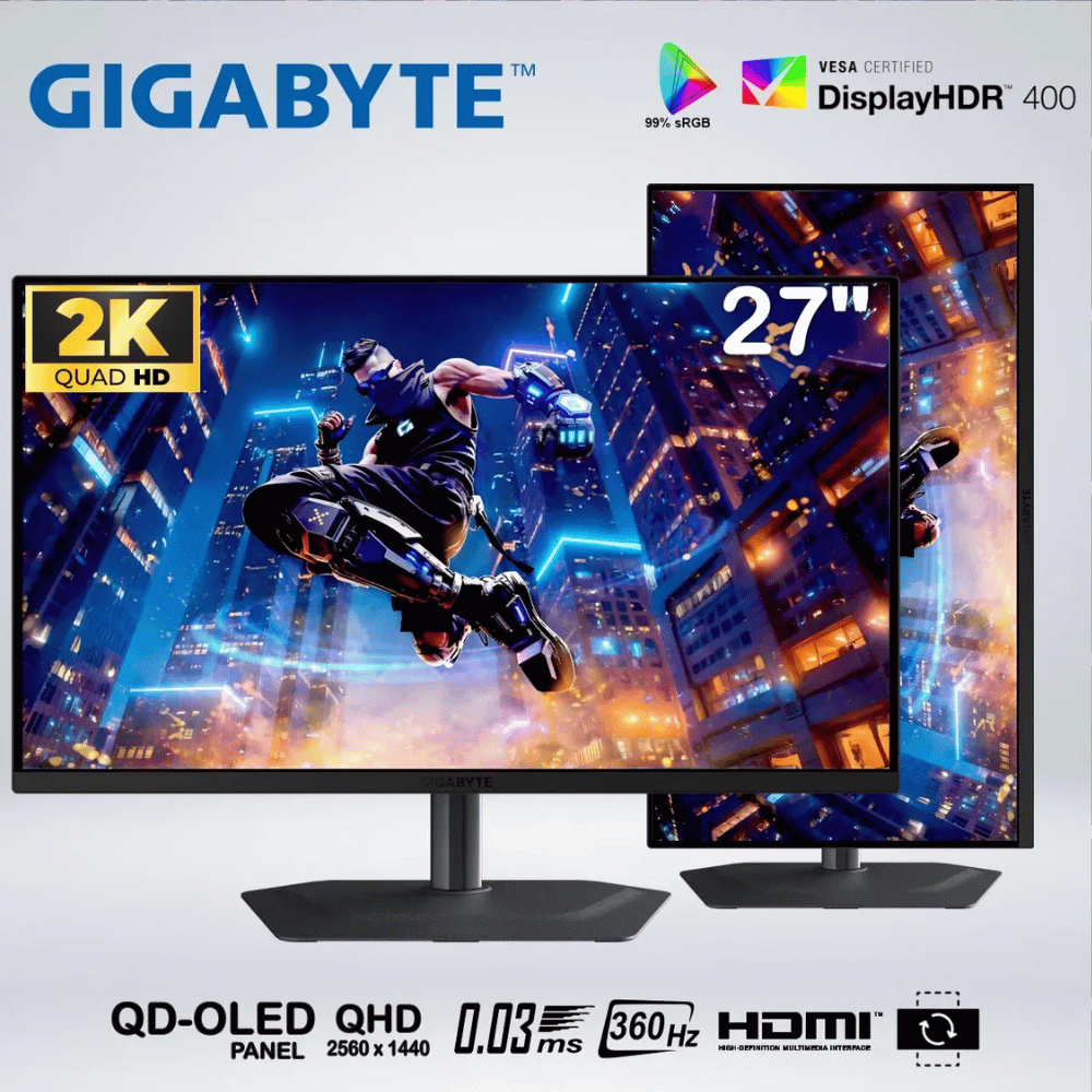 MONITOR GAMER MO27Q3 QD OLED 2K QHD 27'' 360hz 0.03ms HDR NVIDIA G-sync Speaker Pivot