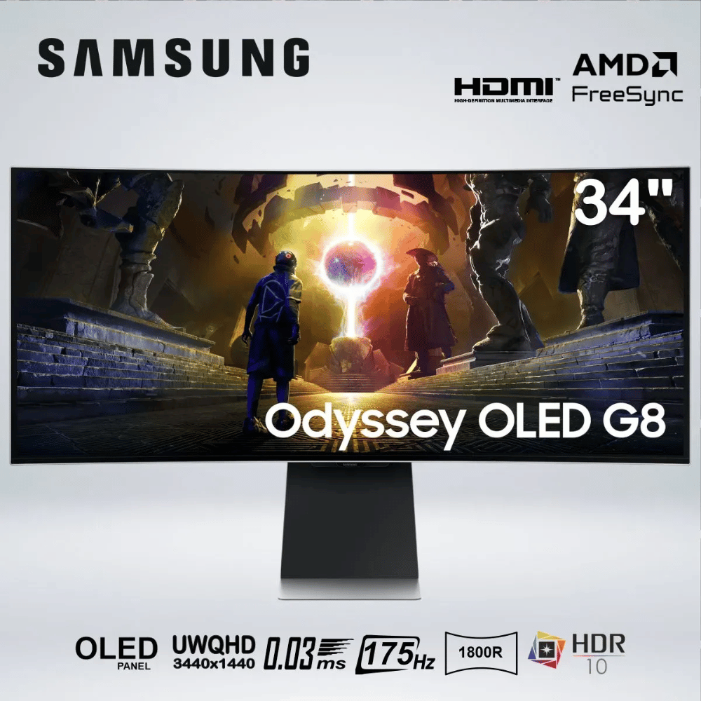 MONITOR GAMING SAMSUNG CURVO ODYSSEY G8 LS34DG850S 34'' OLED UWQHD 0.03MS 175 HZ