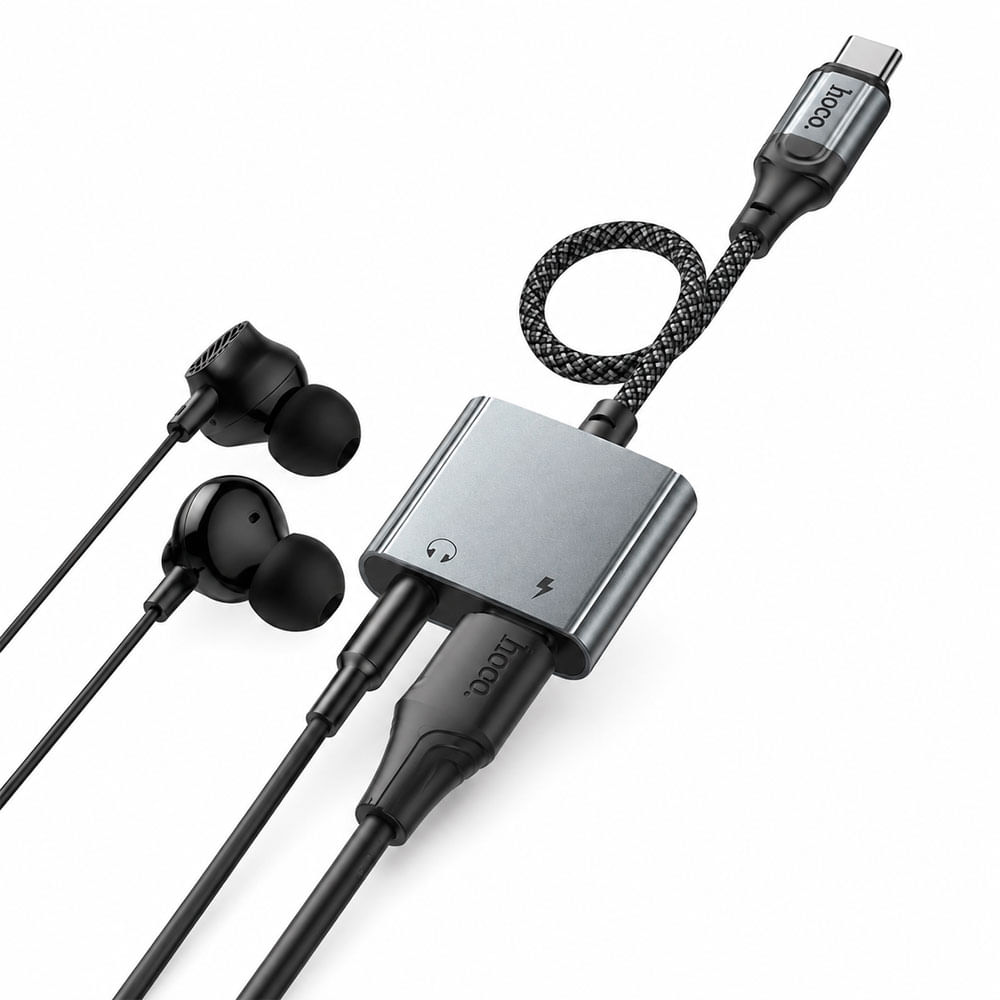Adaptador Hoco USB C A Jack 3.5mm Audio Y Carga Rapida