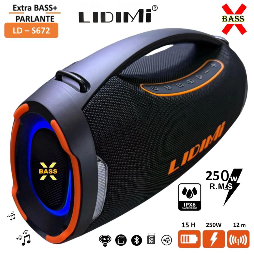 Parlante Portátil Lidimi Super LD-S672 250W Led RGB Bluetooth USB