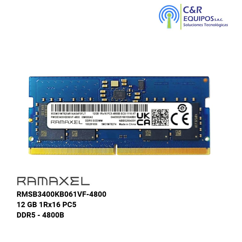 Memoria Ram Ramaxel 12gb Ddr5 4800 Sodimm