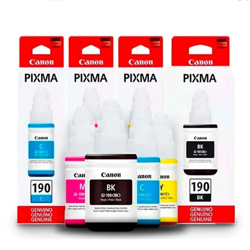 Tinta Canon GI-190 kit x4 Colores CMYBK