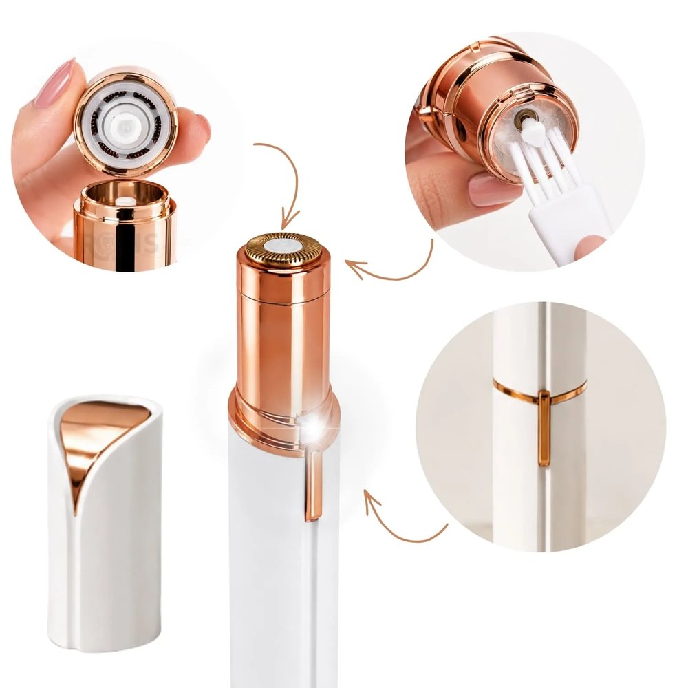 Depiladora Facial Eléctrica Portátil Blanco Recargable Para Vello Facial Diseño Tipo Labial