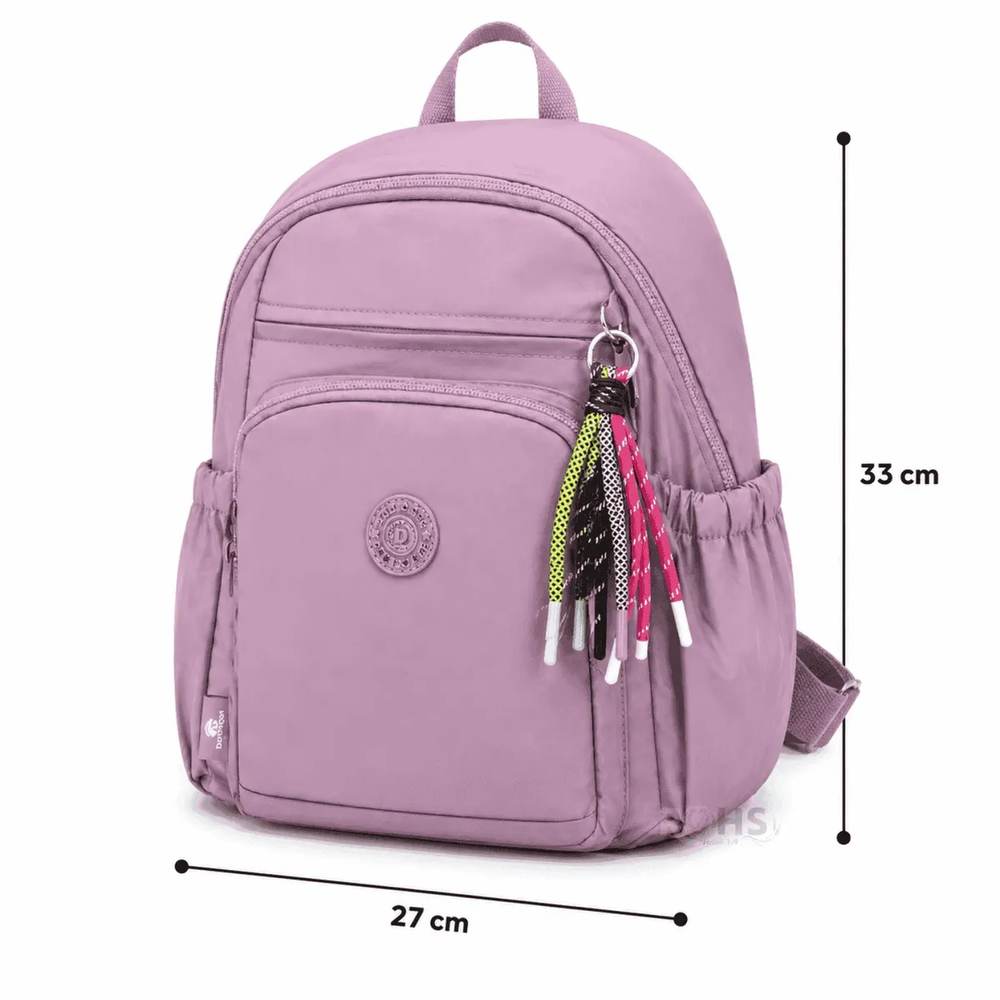 Mochila Rosa para Mujer Compacta con Bolsillos Laterales y Correas Ajustables