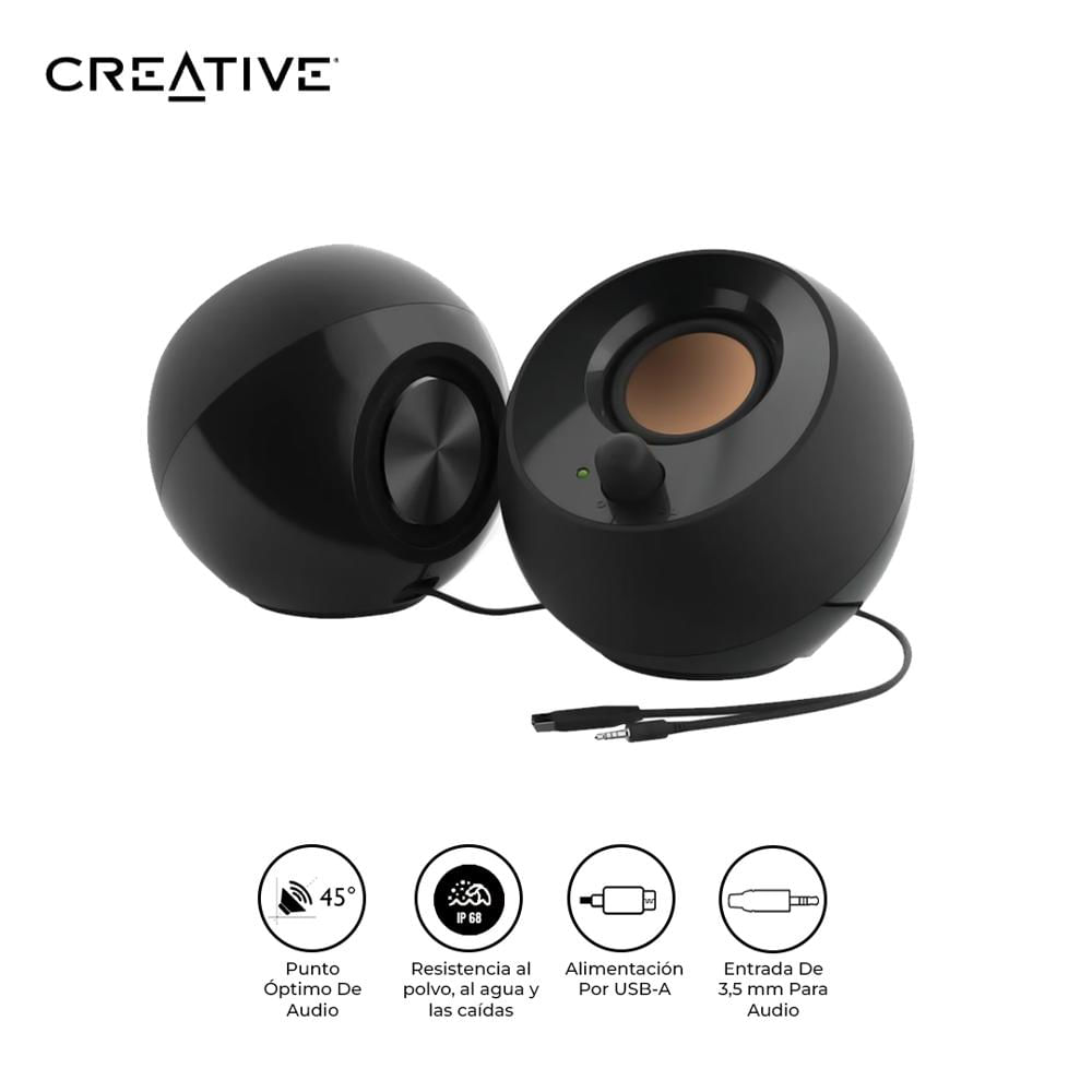Parlantes Creative Pebble 2.0 USB 2x2.2W para PC 3.5mm Negro