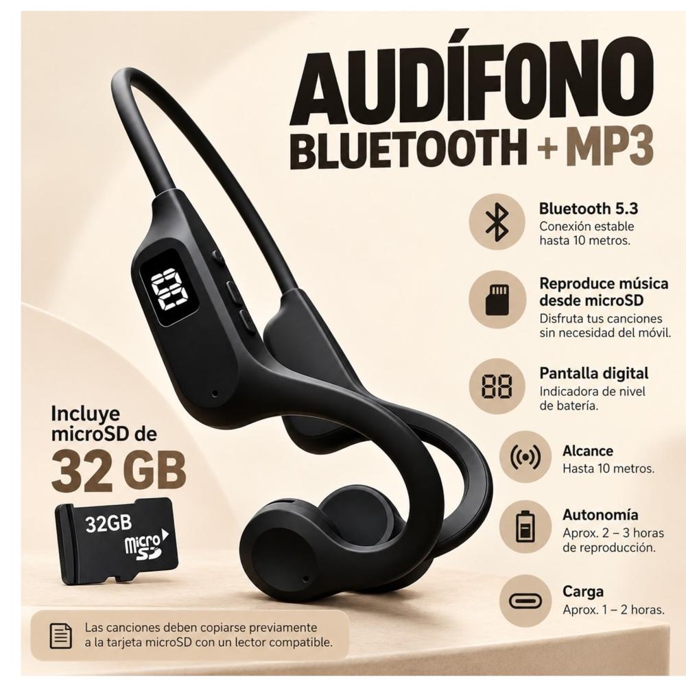 REPRODUCTOR AUDIFONOS MP3 BLUETOOTH 32 GB INALAMBRICO