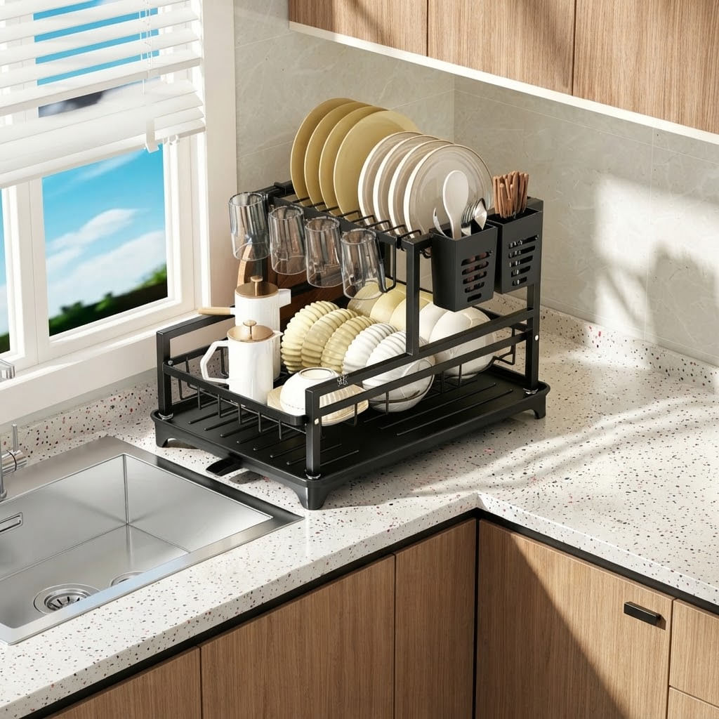 ESCURRIDOR DE  PLATOS  2 NIVELES  CON DRENAJE MULTIFUNCIONAL