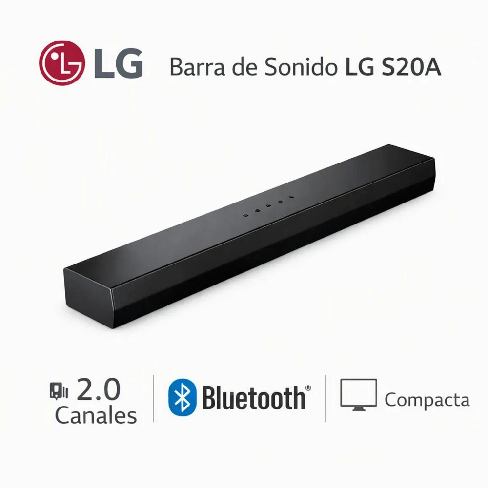 Barra de Sonido LG S20A Compacta con Doble Woofer integrado 50 Watts 2.0 Canales 2 Año de Garantia