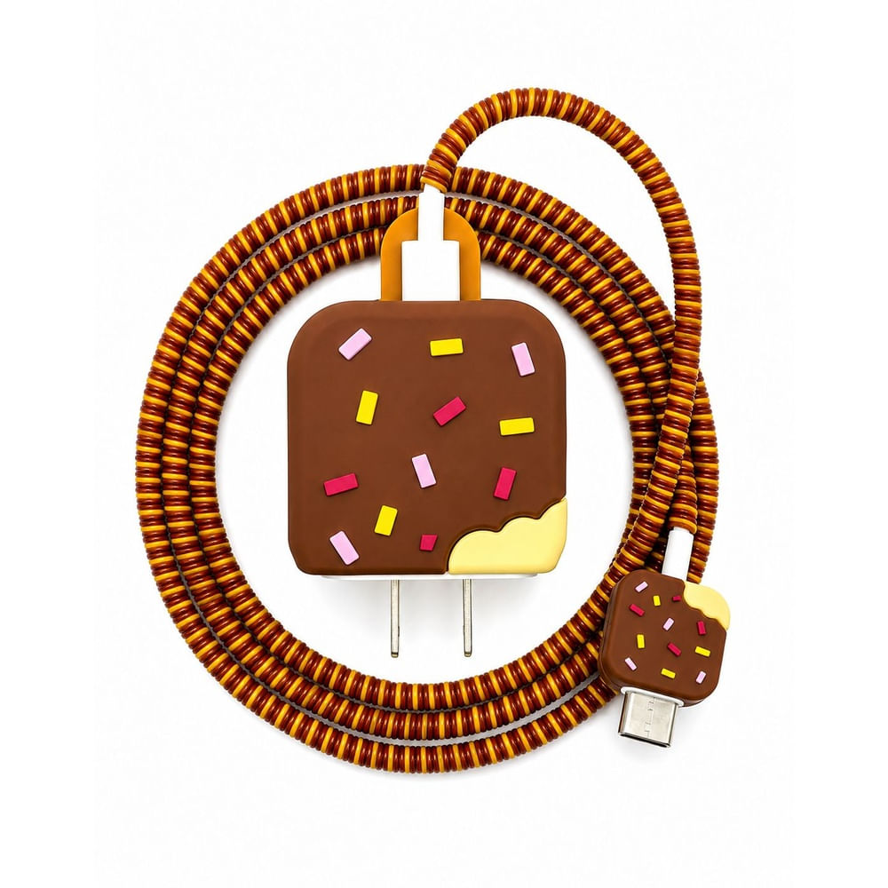 Cargador Rápido USB-C PD 20W con Cable Tipo C a Tipo C Diseño  de Helado