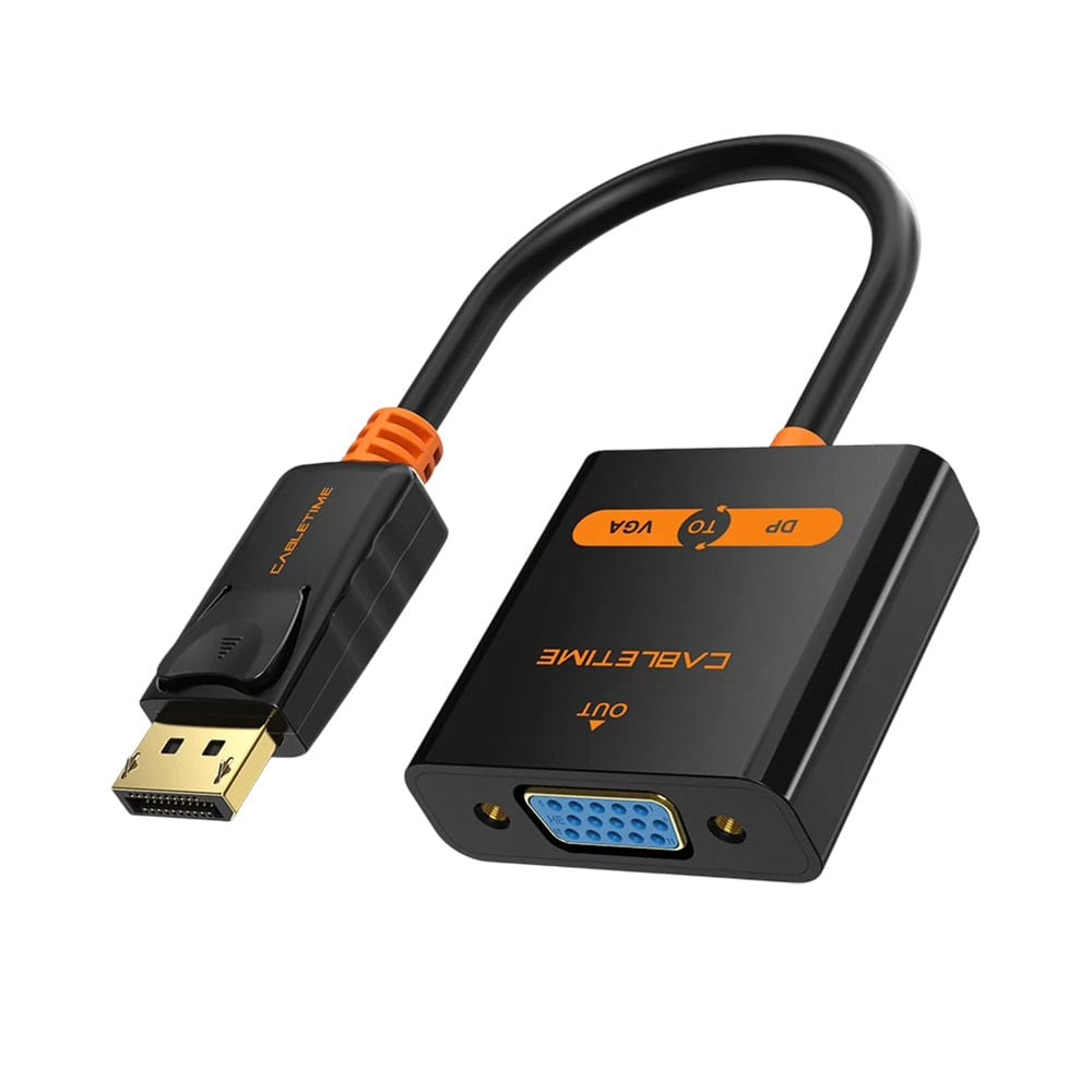 Adaptador DisplayPort a VGA Hembra CABLETIME 1080P 60Hz Conversor de Video con Seguro Mecánico CP25B