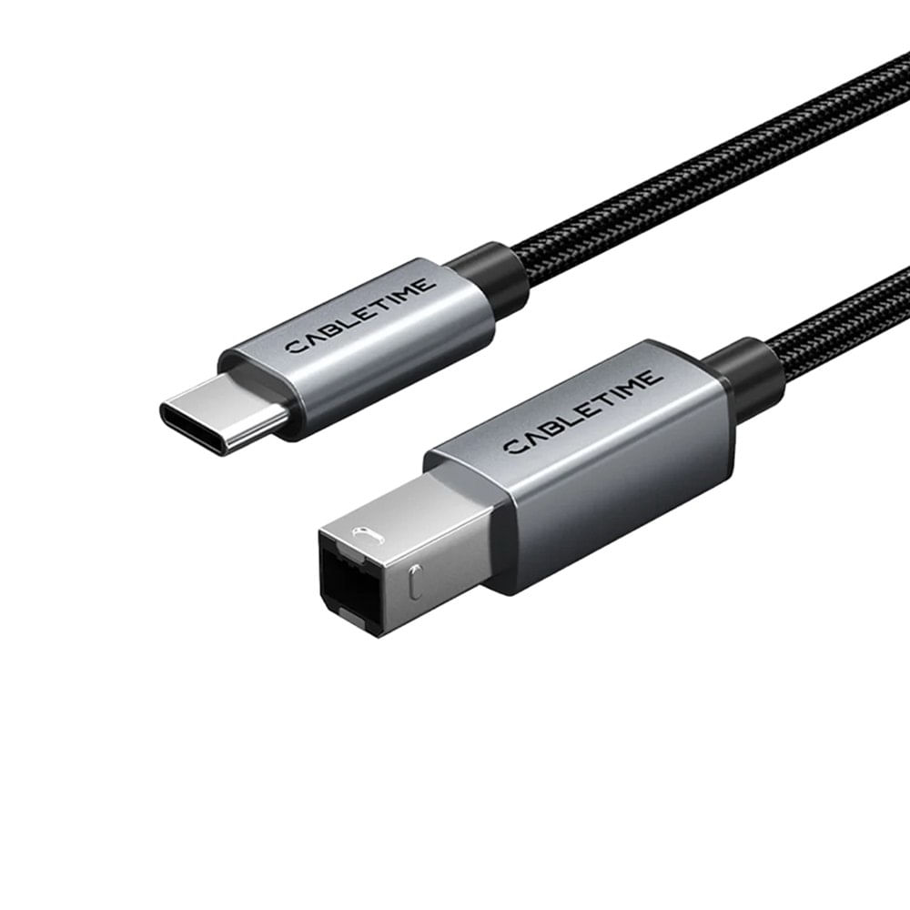 Cable USB-C a USB-B 2.0 para Impresora y MIDI CABLETIME 2 metros 480Mbps CA16L