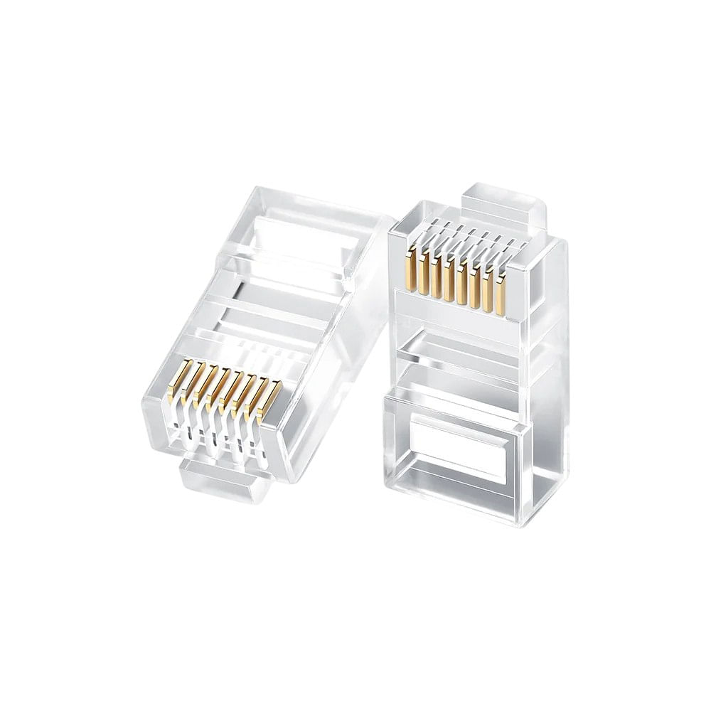 Conectores RJ45 Cat6 CABLETIME Pack de 100 Und Policarbonato Transparente Gigabit 1000Mbps CN6UX