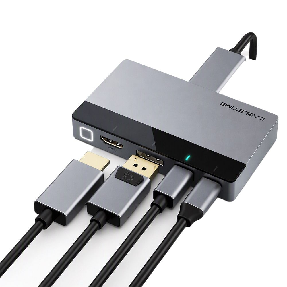 Switch Conmutador HDMI 4 en 1 4K 60Hz CABLETIME USB-C - HDMI - DP - Mini DP a HDMI CB00G