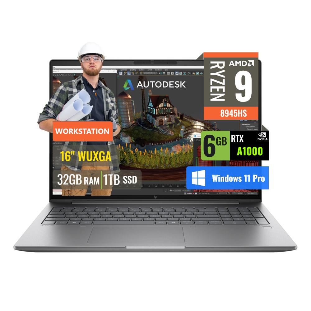 Laptop HP Workstation ZBook Power G11 AMD Ryzen 9 8945HS 32GB SSD 1TB RTX A1000 6GB 16 WUXGA A41TMLT
