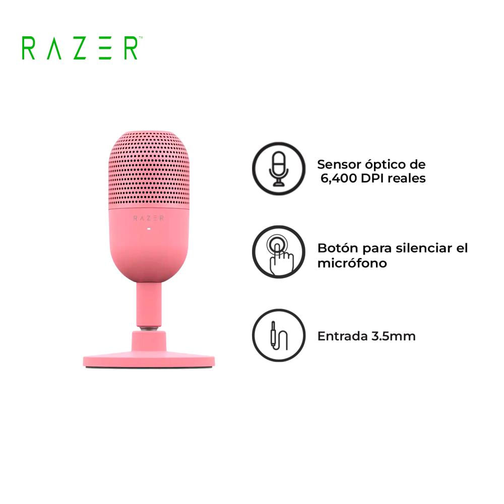 Micrófono USB Razer Seiren V3 Mini Condensador Rosado