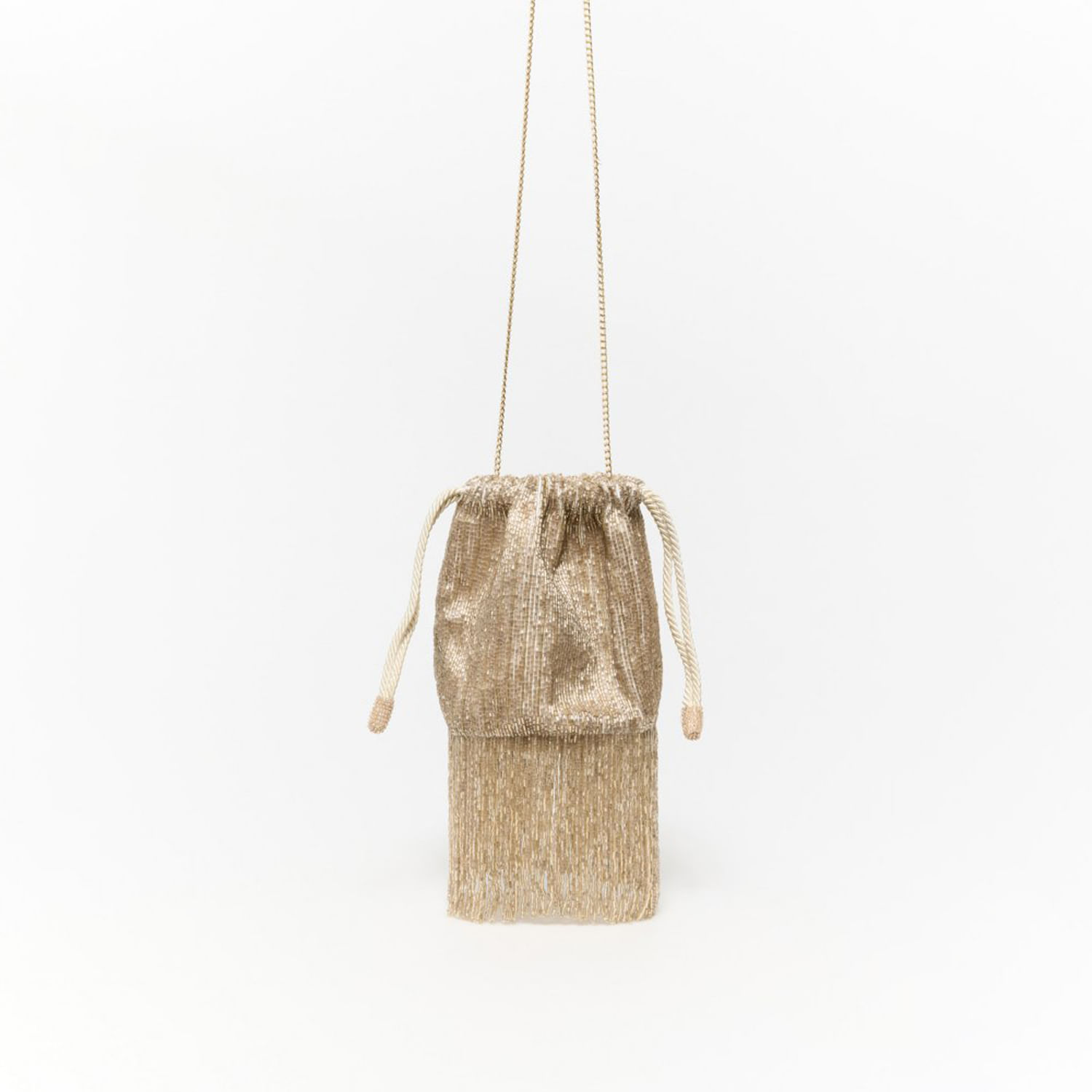 Bolso Mujer Sfera Beads Flecos Oro