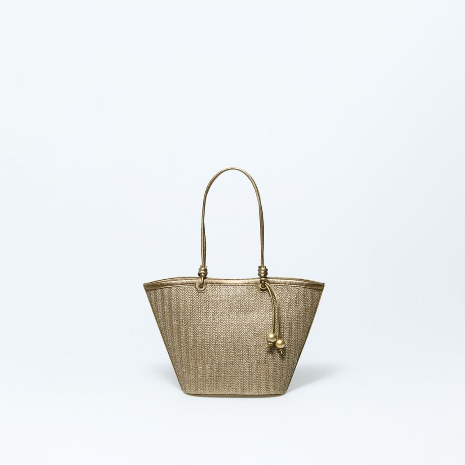 Bolso Mujer Sfera Rafia Metalizada Oro