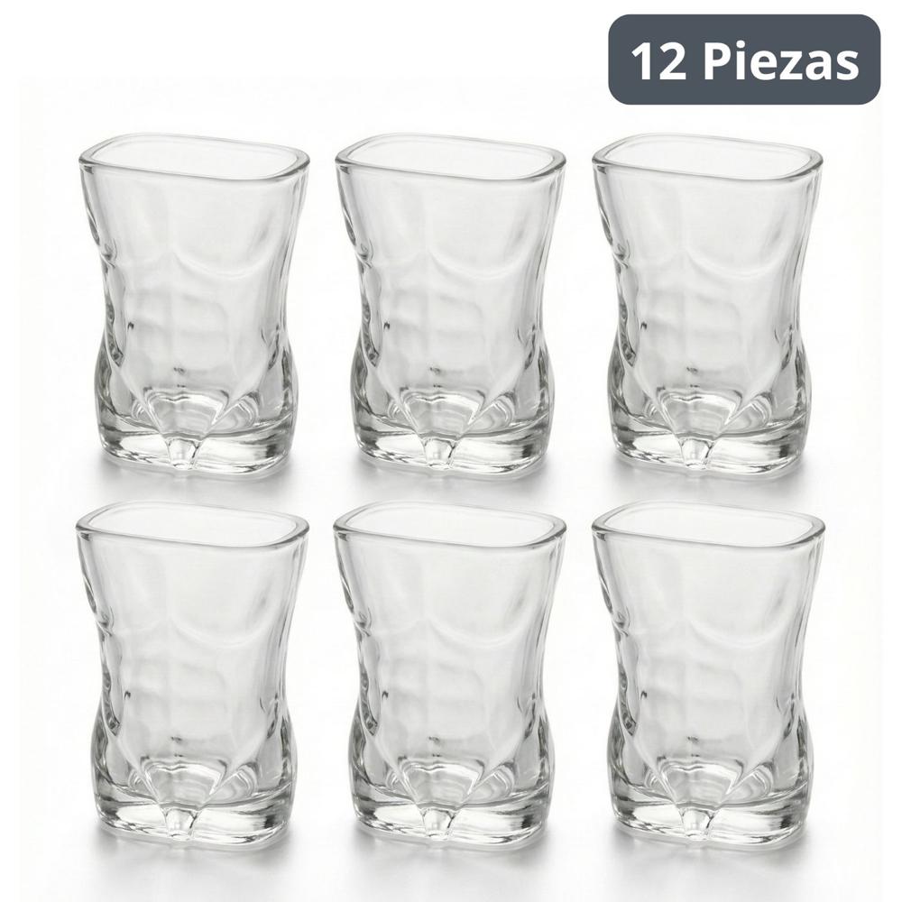 Vasos shot de vidrio con silueta masculina set x12