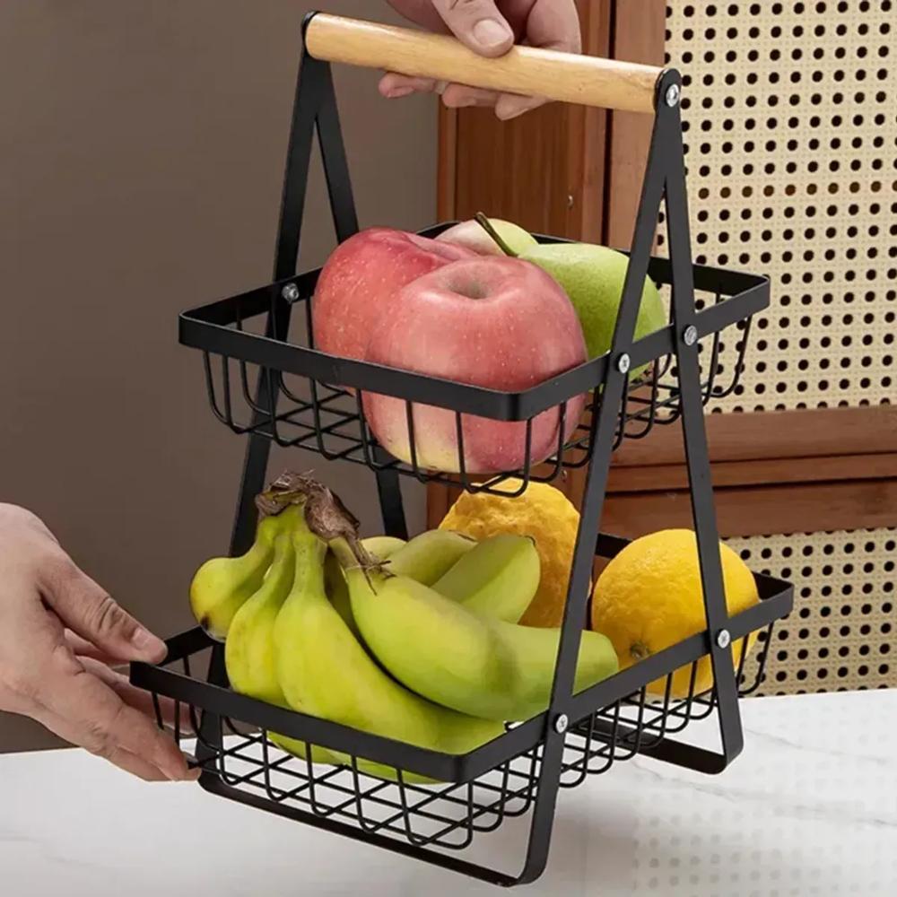 Cesta Organizadora de 2 Niveles para Frutas y Verduras