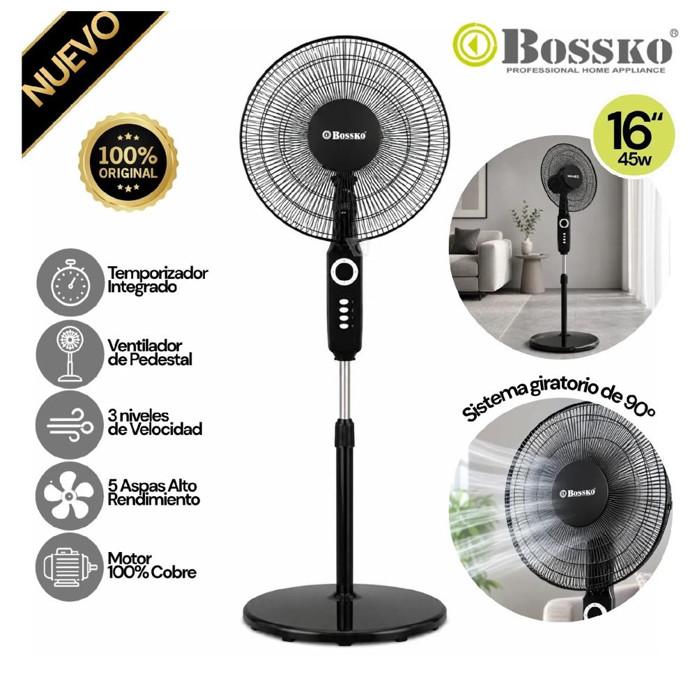 Ventilador de Pedestal Bossko BK-8460VX de 16p  3 velocidades