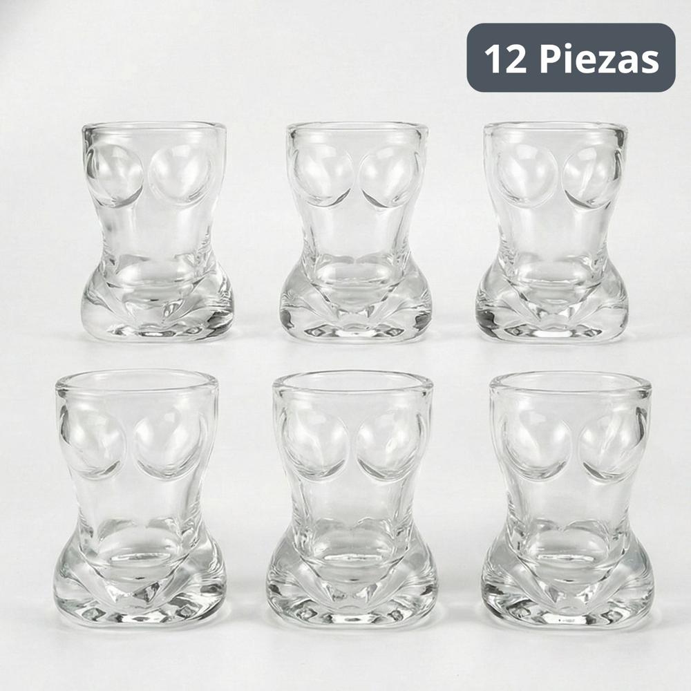 Vasos shot cuerpo de mujer en vidrio 45ml x12 und