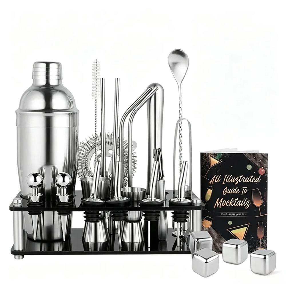 Set de Bar 25 Piezas Coctelera Profesional Acero Inoxidable