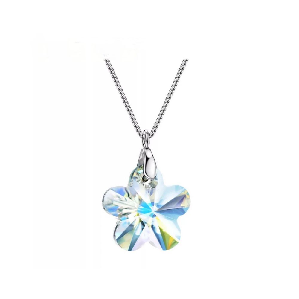 Collar Plata dije Cristal Swarovski Flor Aurora Boreal para Regalo Mujer | - Oechsle