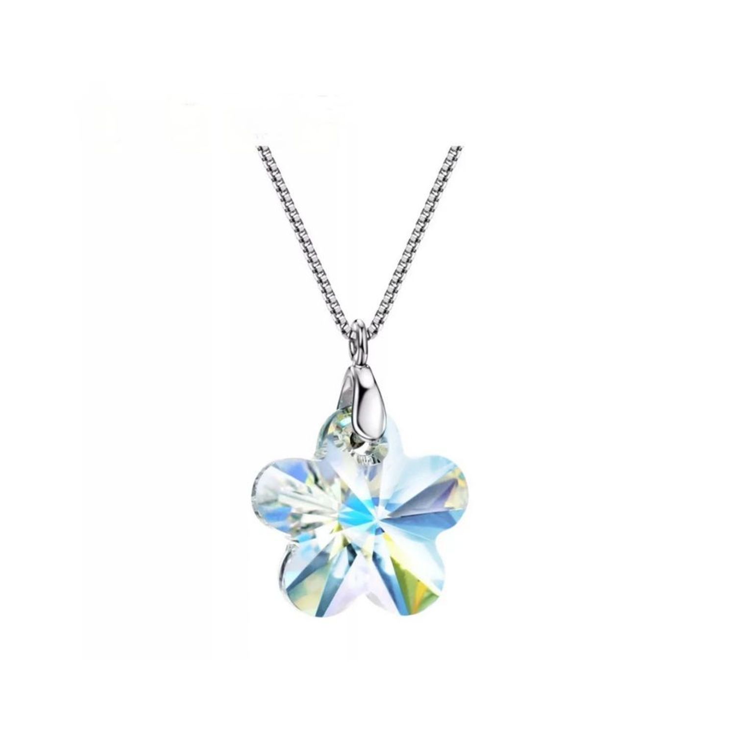 Collar de Plata Shop dije Cristal Swarovski Flor Aurora Boreal para Regalo Mujer | Oechsle - Oechsle
