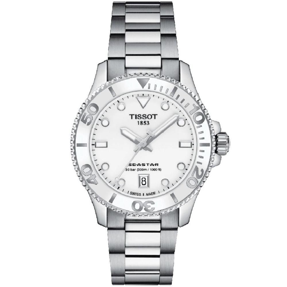 Reloj para Mujer Seastar 1000 36mm Plata y Blanco T120.210.11.011.00