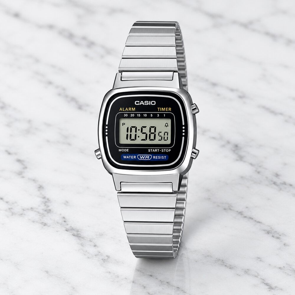 Reloj Casio LA670WA-1 Mujer Digital Vintage Plateado Acero Inoxidable