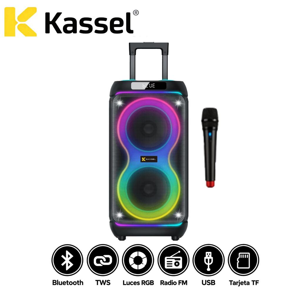 Torre de Sonido Kassel k2826 80W RMS BT TWS con Luces RGB y Micrófono Inalámbrico