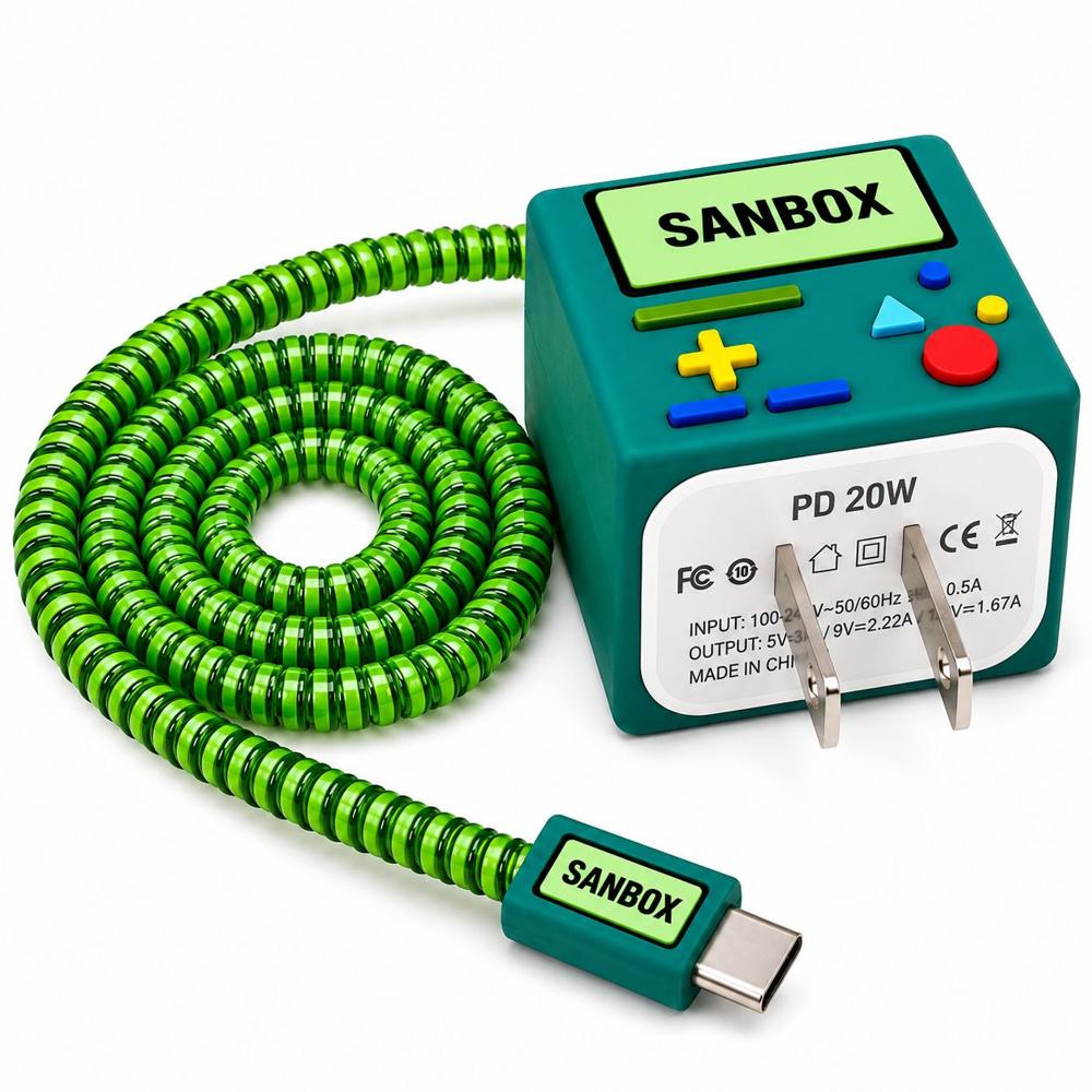 Cargador Rápido USB-C PD 20W con Cable Tipo C a Tipo C Diseño Pinball