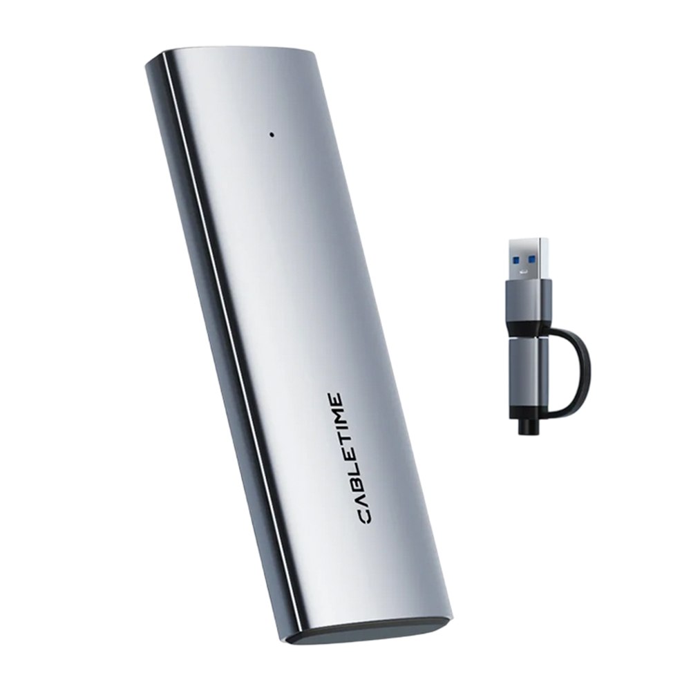 Case Enclosure M.2 NVMe NGFF y SATA SSD CABLETIME USB-C 3.1 Gen2 10Gbps Cable 2 en 1 CB32G