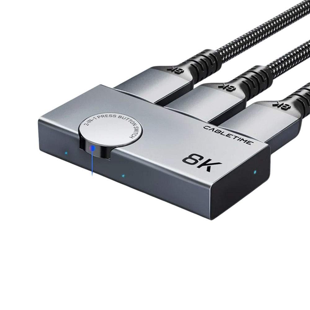 Switch Conmutador HDMI 2.1 Bidireccional 8K 60Hz 4K 120Hz CABLETIME 2 en 1 o 1 en 2 CP34G