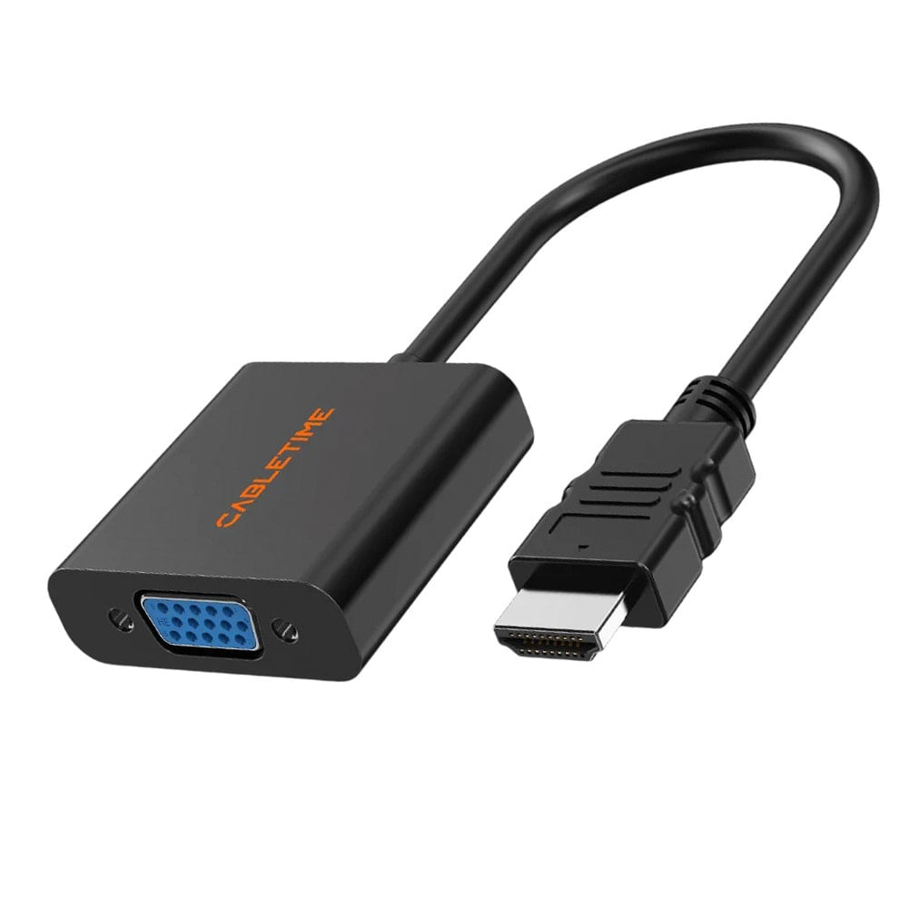 Adaptador HDMI Macho a VGA Hembra CABLETIME 1080P Full HD 60Hz Conversor de Video CP52B