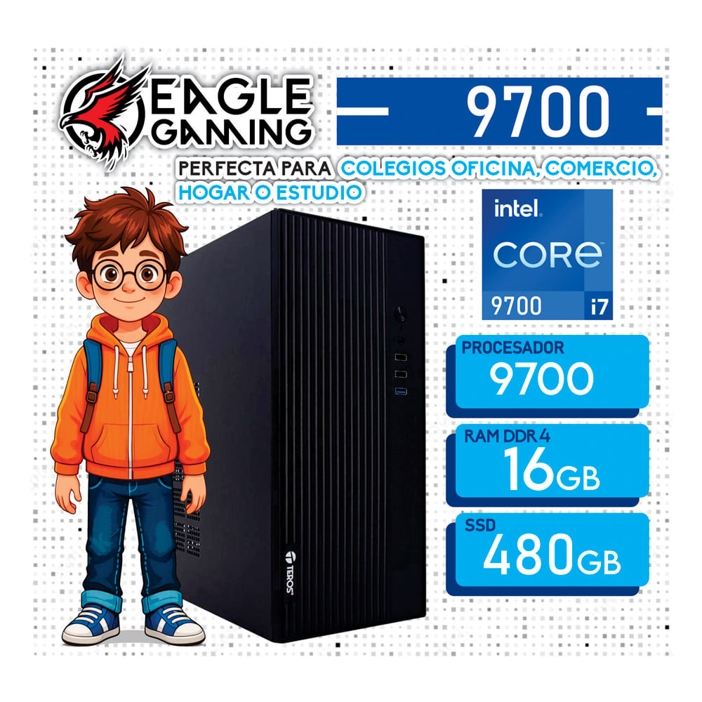 PC DE OFICINA INTEL CORE i7-9700  16GB DDR4  SSD 480GB