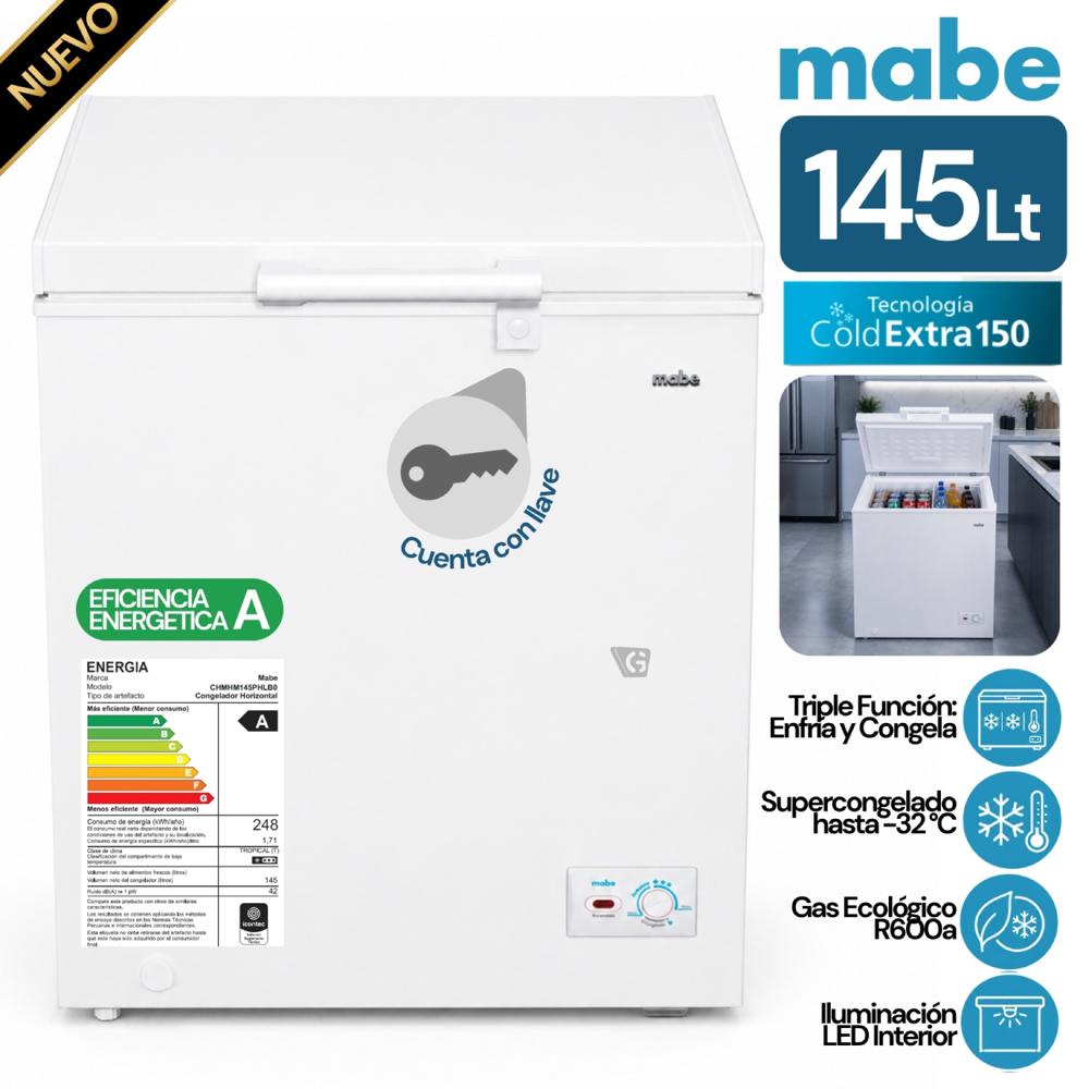 Congelador Horizontal 145 L Netos Blanco Mabe CHMHM145PHLB0