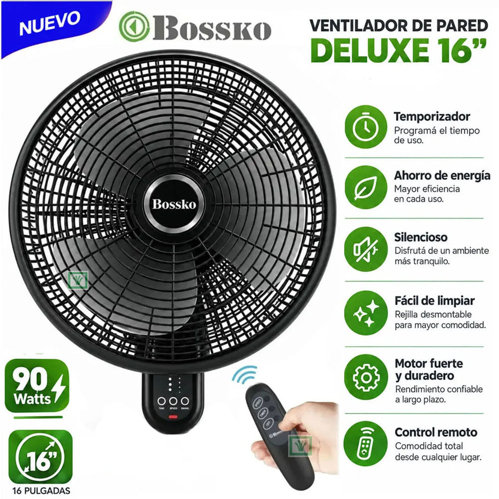 Ventilador de Pared Control Remoto Bossko BK-16-8010PD