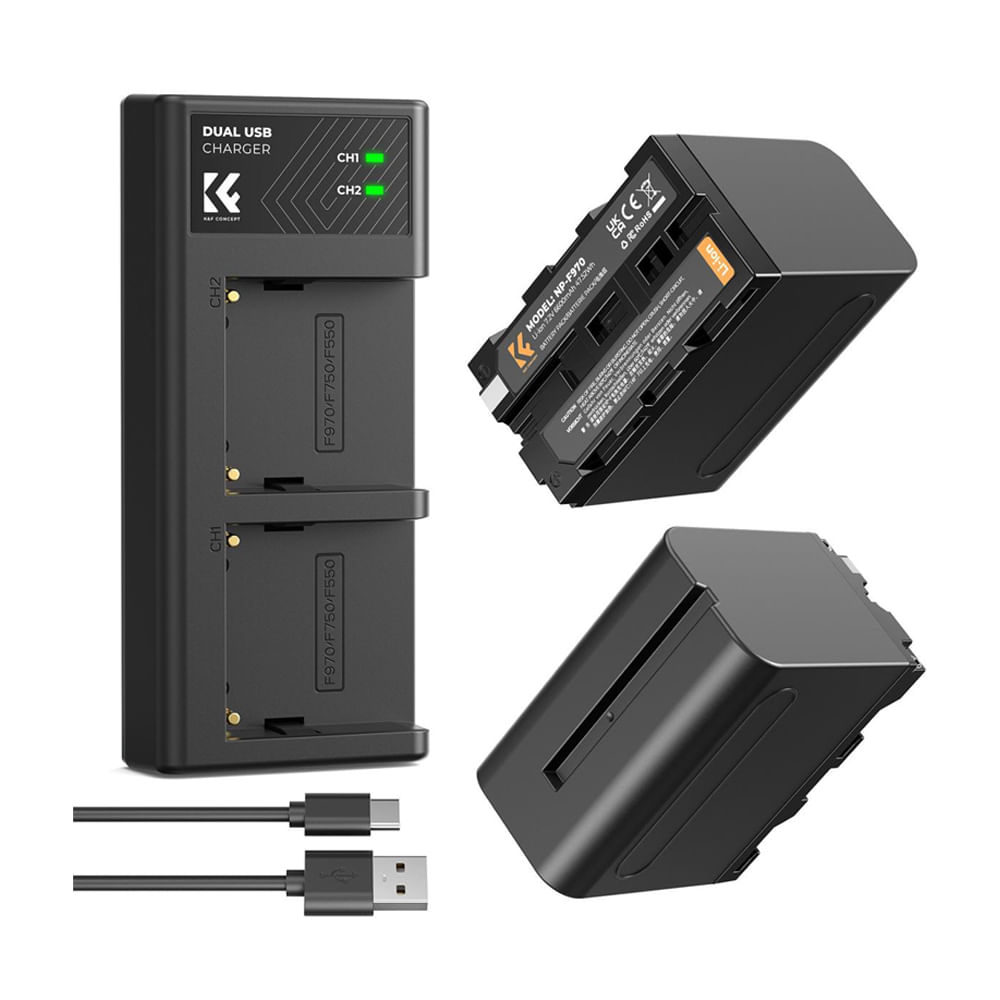 Cargador Dual KF Concept con 2 Baterías NP-F970 SKU.KF28.0047
