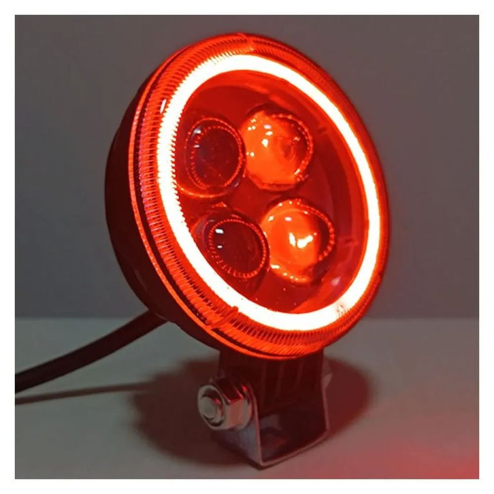 Faro Neblinero Led Ojo De Ángel Rojo 20w Fijo Y Flash 12v