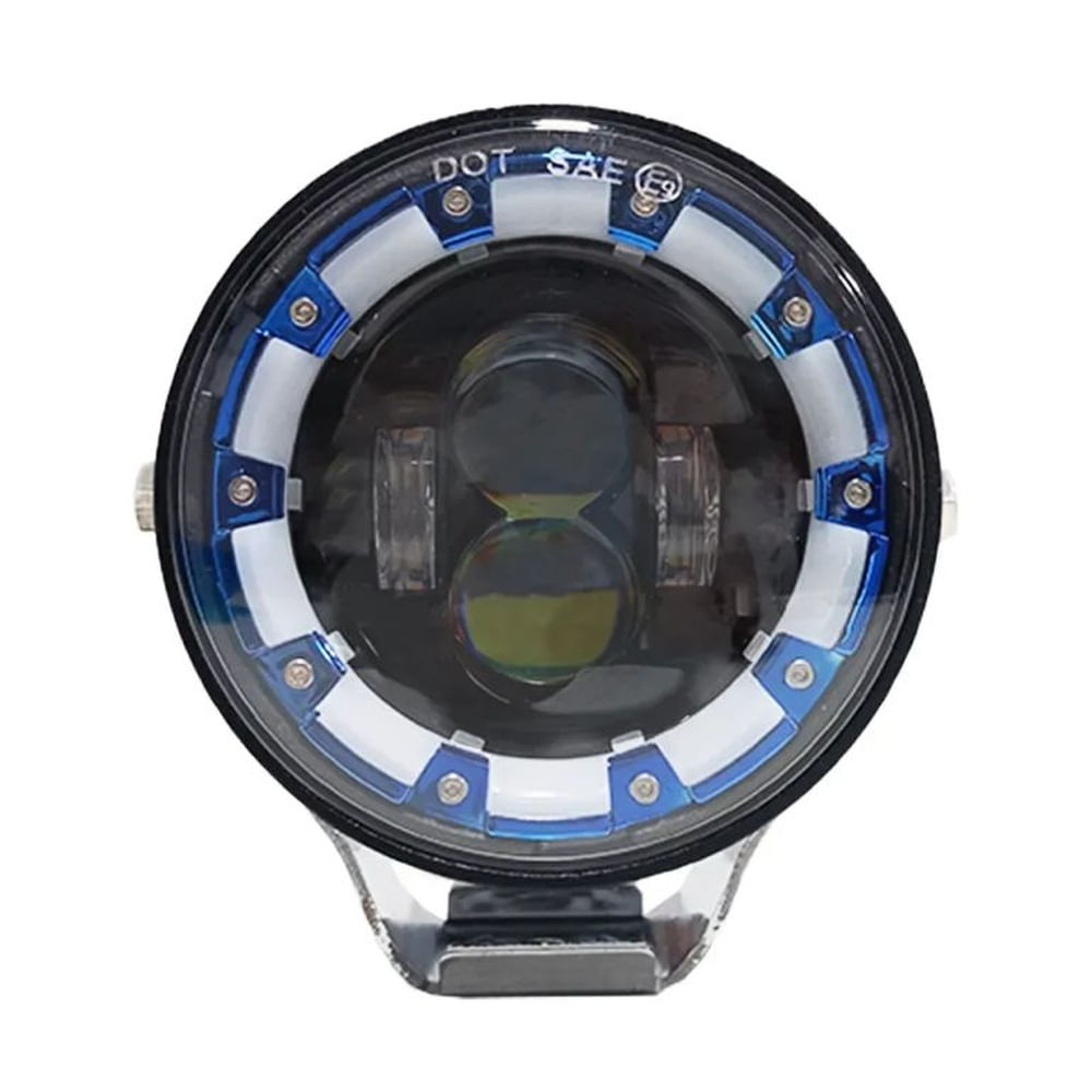 Faro Neblinero Led Luz Blanco Fijo DRL Ámbar 40w Aro Azul