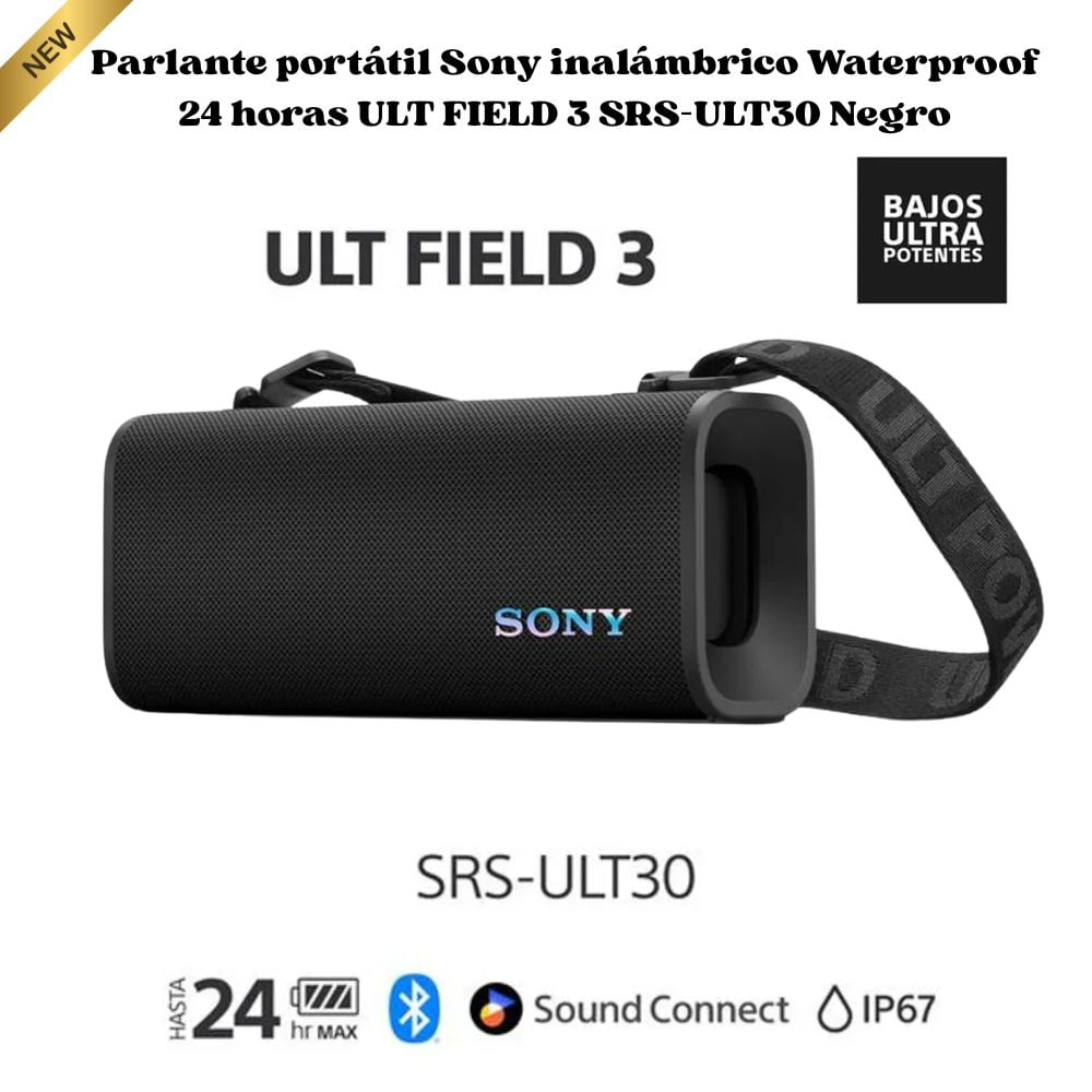 Parlante portátil Sony inalámbrico Waterproof 24 horas ULT 3 SRS-ULT30 Negro