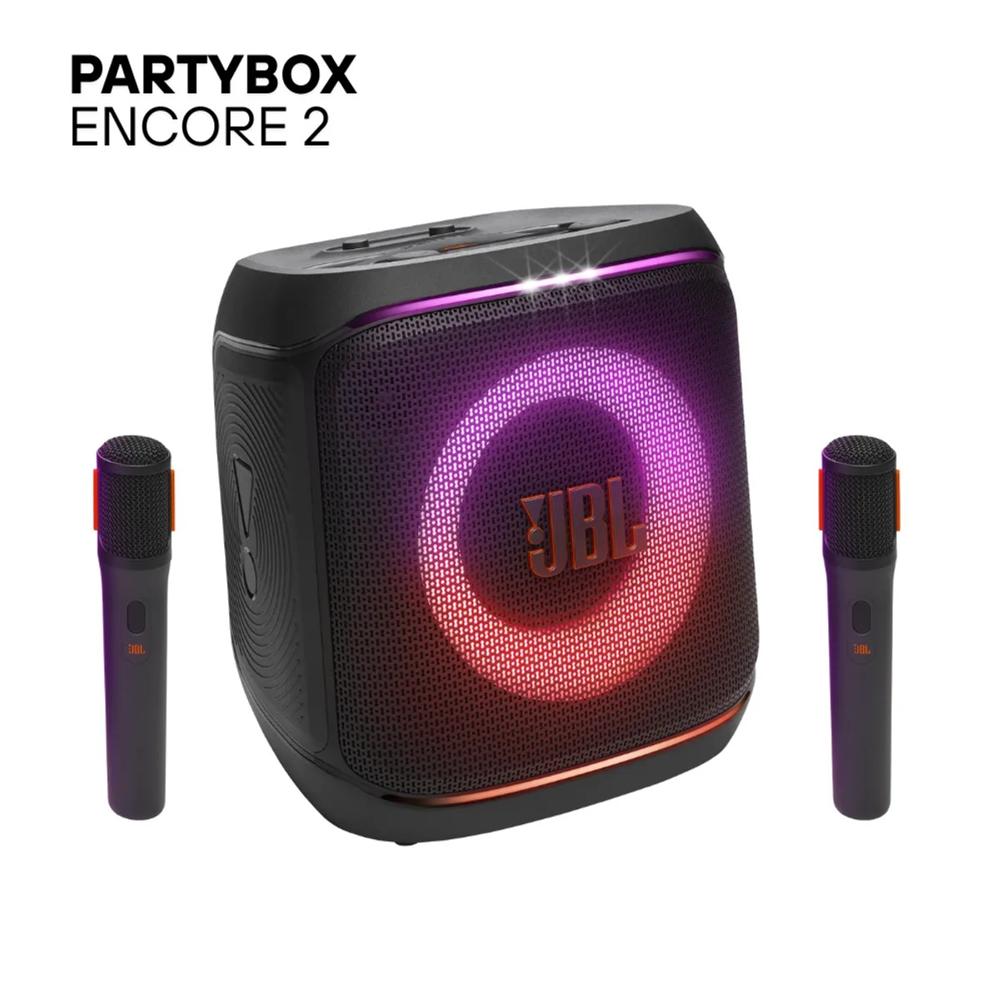 Parlante JBL PartyBox encore 2 con hasta 15 horas y 2 micrófonos incluidos - Negro